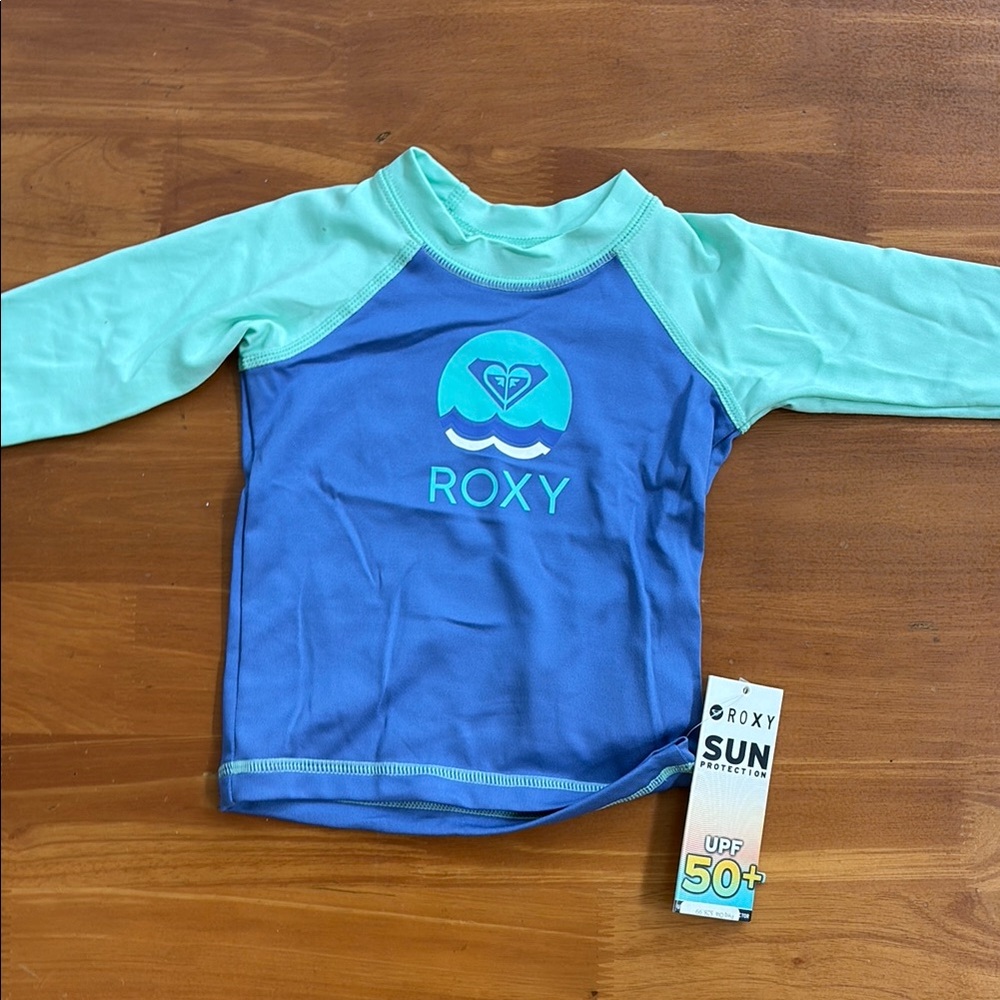 Roxy Blue and Green Rashguard Swim Shirt